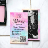 Moderne roze regenboog waterverf make-up artiest visitekaartje