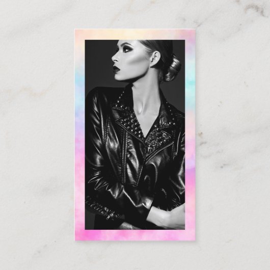 Moderne roze regenboog waterverf make-up artiest visitekaartje (Achterkant)