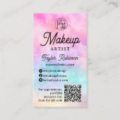 Moderne roze regenboog waterverf make-up artiest visitekaartje (Voorkant)