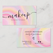 Moderne roze regenboogeenhoorn met marmer scriptop visitekaartje (Voorkant / Achterkant)