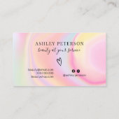 Moderne roze regenboogeenhoorn met marmer scriptop visitekaartje (Achterkant)
