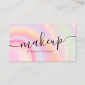 Moderne roze regenboogeenhoorn met marmer scriptop visitekaartje (Voorkant)