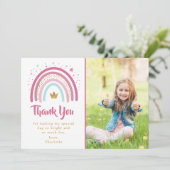 Moderne roze regenboogfeest Dank je wel Kaart (Staand voorkant)