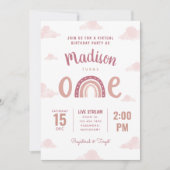 Moderne roze regenboogwolken Virtuele eerste verja Kaart (Voorkant)