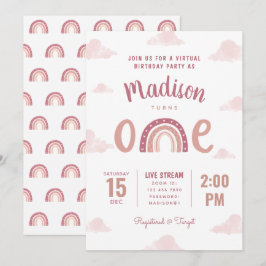 Moderne roze regenboogwolken Virtuele eerste verja Kaart