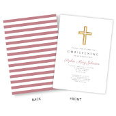 Moderne Roze Religieus Kruis Doopfeest Kaart