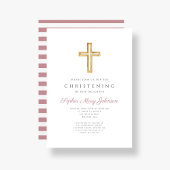 Moderne Roze Religieus Kruis Doopfeest Kaart