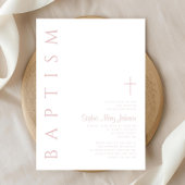 Moderne Roze Religieuze Kruis Meisje Doop Kaart