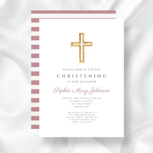 Moderne roze religieuze kruisdoop kaart