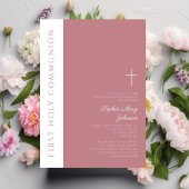 Moderne roze Religieuze Kruiselingen Eerste Commun Kaart