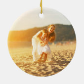 Moderne Roze Retro Bows Trendy Kerstfoto Keramisch Ornament (Achterkant)