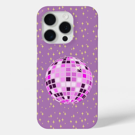 Moderne Roze Retro Disco Ball Paarse Case-Mate iPhone Case (Achterkant)
