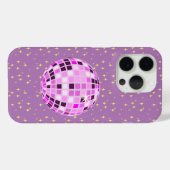 Moderne Roze Retro Disco Ball Paarse Case-Mate iPhone Case (Achterkant (horizontaal))