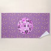 Moderne Roze Retro Disco Ball Paarse Strandlaken (Voorkant)