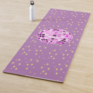 Moderne Roze Retro Disco Ball Paarse Yogamat