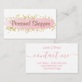 Moderne roze riem Gold Glitter Personal Shopper Visitekaartje (Voorkant / Achterkant)