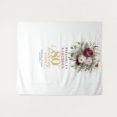 Moderne Roze-Rode 80e Verjaardag Banner Wandkleed (Voorkant (horizontaal))