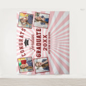 Moderne roze rode afstudeerfoto 4 fotohokje achter wandkleed (Voorkant)