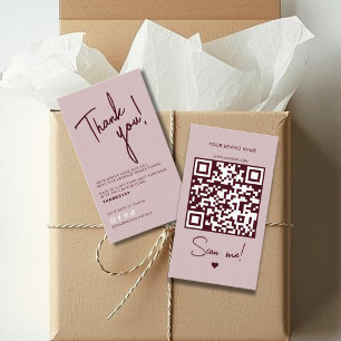 Moderne roze rode bestelling dank je QR-code  Visitekaartje