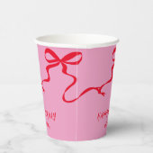 Moderne Roze Rode Boog Gepersonaliseerde Volwassen Papieren Bekers (Rechts)