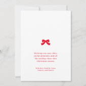 Moderne Roze Rode Bow Vrolijke Kerstvakantie Kaart (Achterkant)