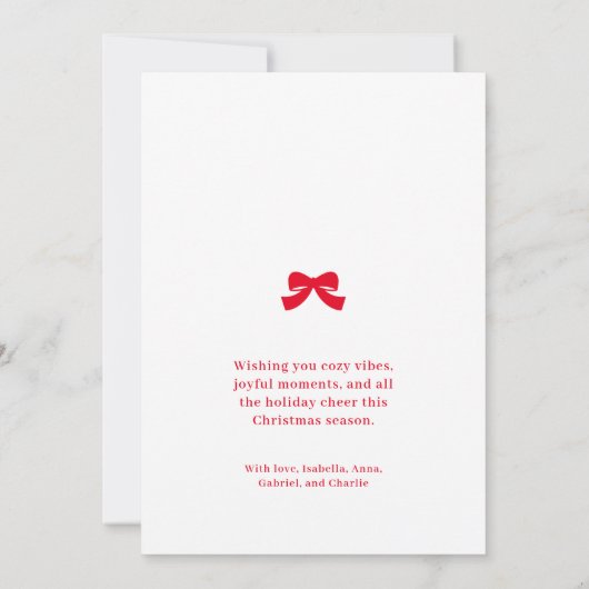 Moderne Roze Rode Bow Vrolijke Kerstvakantie Kaart (Achterkant)