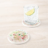 Moderne roze rode gele groene Abstracte Sjabloon Zandsteen Onderzetter (Zijkant)