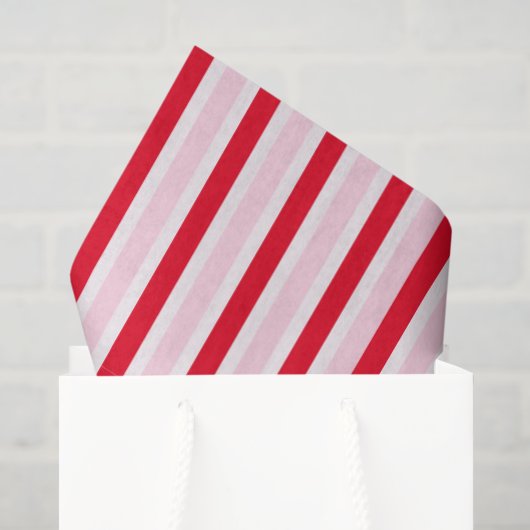 Moderne Roze Rode Gestreepte Kerstmis Tissuepapier (Cadeauzakje)