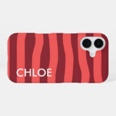 Moderne Roze Rode Golf Strepen Naam iPhone 16 Hoesje (Achterkant horizontaal)