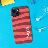 Moderne Roze Rode Golf Strepen Naam iPhone Hoesje