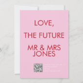 Moderne roze rode golvende grens bruiloft opslaan  kaart (Achterkant)