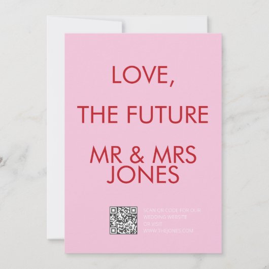 Moderne roze rode golvende grens bruiloft opslaan kaart (Achterkant)