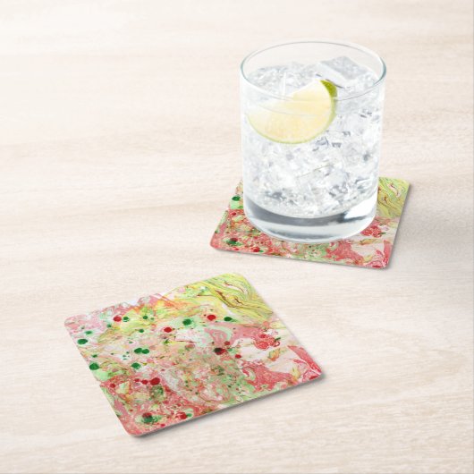 Moderne roze rode, groene marmer Abstract Kartonnen Onderzetters (Insitu)