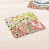 Moderne roze rode, groene marmer Abstract Kartonnen Onderzetters (Schuin)