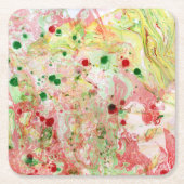Moderne roze rode, groene marmer Abstract Kartonnen Onderzetters (Voorkant)