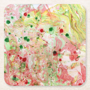 Moderne roze rode, groene marmer Abstract Kartonnen Onderzetters