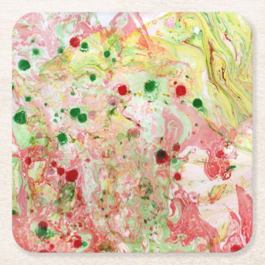 Moderne roze rode, groene marmer Abstract Kartonnen Onderzetters (Voorkant)