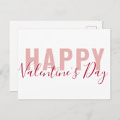 Moderne roze rode Happy Valentijn-dag script Feestdagenkaart (Voorkant / Achterkant)