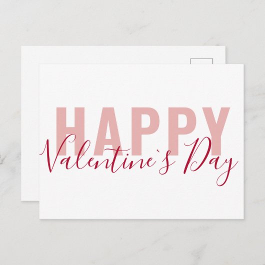 Moderne roze rode Happy Valentijn-dag script Feestdagenkaart (Voorkant / Achterkant)