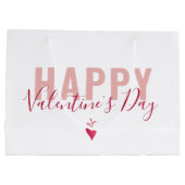 Moderne roze rode Happy Valentijn-dag script Groot Cadeauzakje (Achterkant)