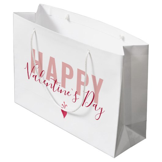 Moderne roze rode Happy Valentijn-dag script Groot Cadeauzakje (Achterkant Gekanteld)