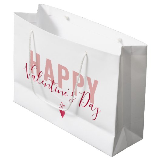 Moderne roze rode Happy Valentijn-dag script Groot Cadeauzakje (Voorkant Gekanteld)