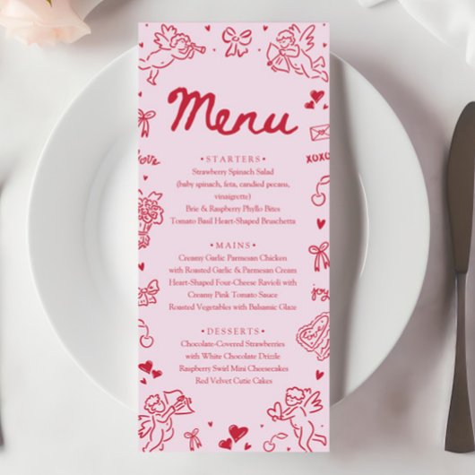 Moderne Roze Rode Harten Hand Getekende Valentijn 