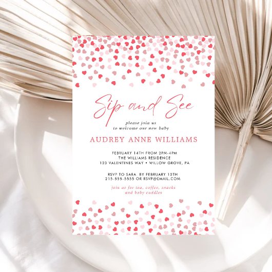 Moderne Roze Rode Harten Slurpen en Zien Kaart