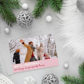 Moderne roze rode kerstakerbrede foto feestdagenkaart