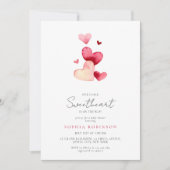 Moderne Roze Rode Kleine Zoetehart Babyshower Kaart (Voorkant)