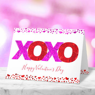 Moderne Roze Rode Krachtige XOXO Valentijnsdag Har Feestdagen Kaart