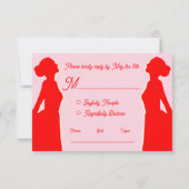 Moderne roze & rode lesbische bruiloft RSVP  Kaartje (Achterkant)