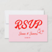 Moderne Roze & Rode Lesbische Trouw RSVP  Kaartje (Voorkant)