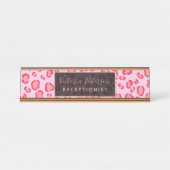 Moderne roze rode luipspatafbeelding bureau naambordje (Voorkant)